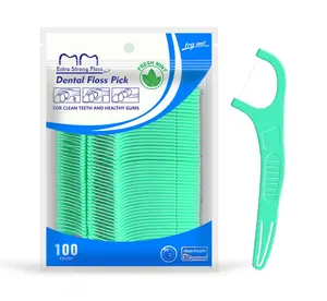 Individually Wrapped 100Pcs Floss Picks Mint Dental Floss Pick Disposable Bags Of 100 Pieces Wholesale