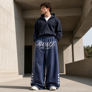 Pantalon de survêtement vintage pour homme, imprimé lettres cursive personnalisées, décoration latérale à pois, cordon de serrage, coupe large, style hip-hop streetwear, pantalon décontracté pour homme - Product Image 6