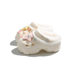 รองเท้าแตะแบบสวมครึ่งเท้าบุขนแกะสำหรับผู้หญิง รุ่นใหม่ประจำปี 2025 สำหรับฤดูใบไม้ผลิ ฤดูใบไม้ร่วง ฤดูหนาว พื้นหนาสองชั้น ทำจากผ้าขนสัตว์และผ้าฝ้าย อุ่นสบาย เหมาะสำหรับใส่กลางแจ้ง - Product Image 1