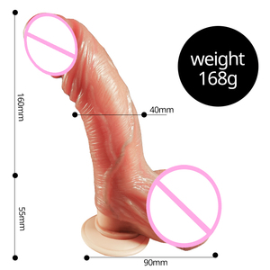 Dildo realista de silicona líquida de doble capa gruesa para masturbación femenina, suave, con inserción a 45 grados, diseño de ventosa de mano, anal. - Product Image 6