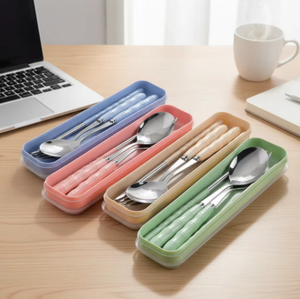 Ensemble <span class=keywords><strong>de</strong></span> couverts en acier inoxydable, cuillère, baguettes, fourchette, ensemble <span class=keywords><strong>de</strong></span> couverts <span class=keywords><strong>de</strong></span> table en plein air, ensemble <span class=keywords><strong>de</strong></span> trois pièces - Product Image 1