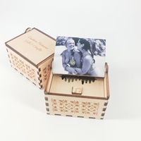 Boîte à musique électronique en bois personnalisée avec mouvement, chanson, voix et photo personnalisables avec texte, cadeau créatif pour un anniversaire