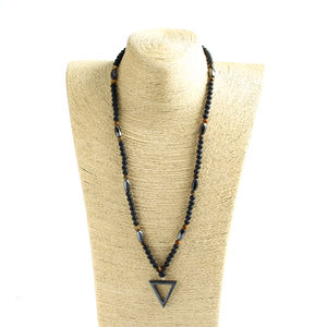 Moda mujer hematita ojos de tigre raya negra collar de piedras preciosas collar con colgante Druzy ovalado - Product Image 2