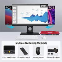 Conmutador KVM TESmart de 3 Puertos USB C, Estación de Acoplamiento para 3 Computadoras y 1 Monitor, 4K 60Hz, 3 Entradas y 1 Salida, Tipo C
