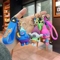 Llavero de Peluche de Trolls, Accesorios de Goma para Bolsa o Mochila, Juguete Unisex para Niños de 14 Años en Adelante, Versión Q, Serie de Moda, Regalo