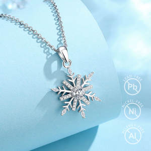 Рождественский подарок, белый кубический цирконий, зимний белый кулон со снежинкой, 925 стерлингового серебра, украшения для женщин - Product Image 4