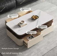 Ensemble de meubles de salon européens modernes très demandés : Table basse en pierre frittée + Meuble TV avec grand rangement pour appartement