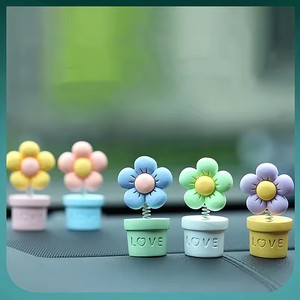 Décoration de voiture à tête oscillante, motif tournesol mignon, ornement pour l'intérieur de la voiture, accessoires de décoration automobile - Product Image 4