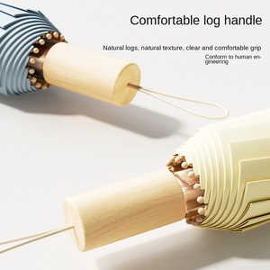 Parapluie solaire rétro grand format pour adulte, pliable en trois sections, avec colle de couleur os, double usage, haute valeur, protection solaire UV - Product Image 4