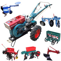 Tracteur agricole portatif DIY 15 CV avec accessoires, motoculteur diesel 2 roues motrices 22 CV haute productivité