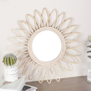 Nordic Style Woven Rattan <b>Mirror</b> Round <b>Wall</b> Mounted <b>Silver</b> Lens Decorative Hanging <b>Mirror</b> For Bedroom Hotel Homestay - Product Image 2