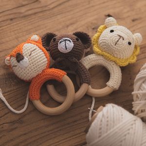 Jouets en <span class=keywords><strong>bois</strong></span> naturel pour bébé, anneau de dentition en coton, pour Crochet d'animaux, vente en gros, - Product Image 4