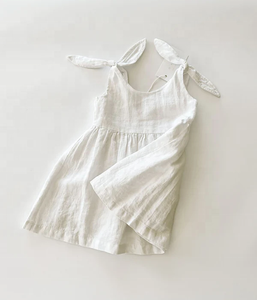 Robes de plage décontractées en lin pour maman et fille, sans manches, avec bouton au dos, été - Product Image 2