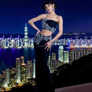 Novance Y5342 nouvelles idées de produits 2025 tendances sans bretelles velours noir robe de soirée formelle cristaux robes d'adieu pour Matric - Product Image 2