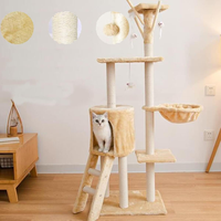 Arbre à chat multifonctionnel 4 niveaux en corde de sisal écologique, design moderne de luxe, idéal pour toutes les saisons – Vente chaude
