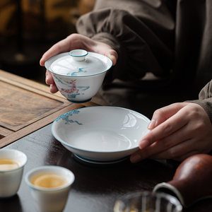 Guanlan Ceramic Teapot Stand Round Porcelain Dry Brewing Tray For Kung Fu <b>Tea</b> <b>Set</b> Household Use - Product Image 2