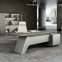 Bureau de direction en bois de luxe en forme de L et chaise de bureau de PDG avec armoire de rangement - Mobilier de bureau moderne pour la maison ou le bureau commercial