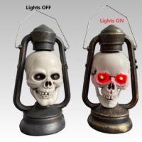 Lanterne Tête de Squelette d'Halloween Lumineuse Portable en Plastique, Décoration Gothique Vintage pour Fête, Décoration Maison Hantée