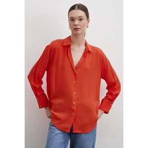Camisa de Viscosa Naranja para Mujer, con Botones, Estilo Casual para el Día a Día, Blusa de Chifón - Product Image 1