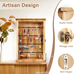 Wooden Bait Storage Box 5 Layers Flip Top <b>Desk</b> <b>Wall</b> Mount Fishing Tackle Organizer - Product Image 4