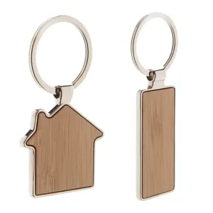 Porte-clés rond en bambou, merchandising durable - Product Image 2