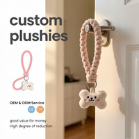Porte-clés en peluche en forme d'os, design personnalisé pour jouets d'animaux, pour salons de toilettage, vente en gros, usine OEM