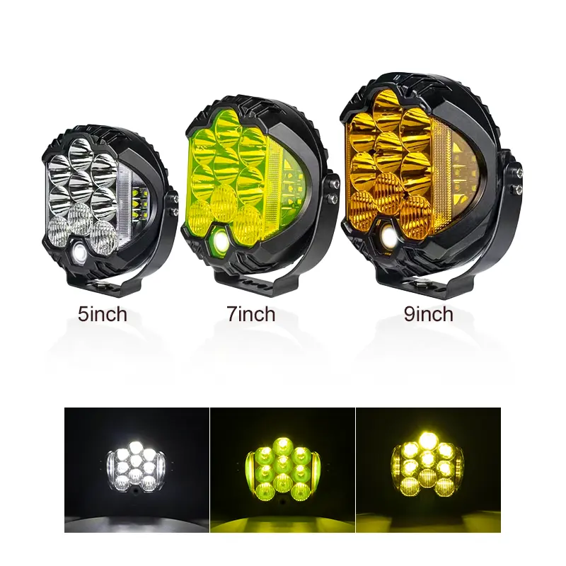 5/7/9 inç sarı/Amber/beyaz LED İş işık yeni tasarım yan atıcı sürüş işık araba aksesuarları spot Led jip için lamba