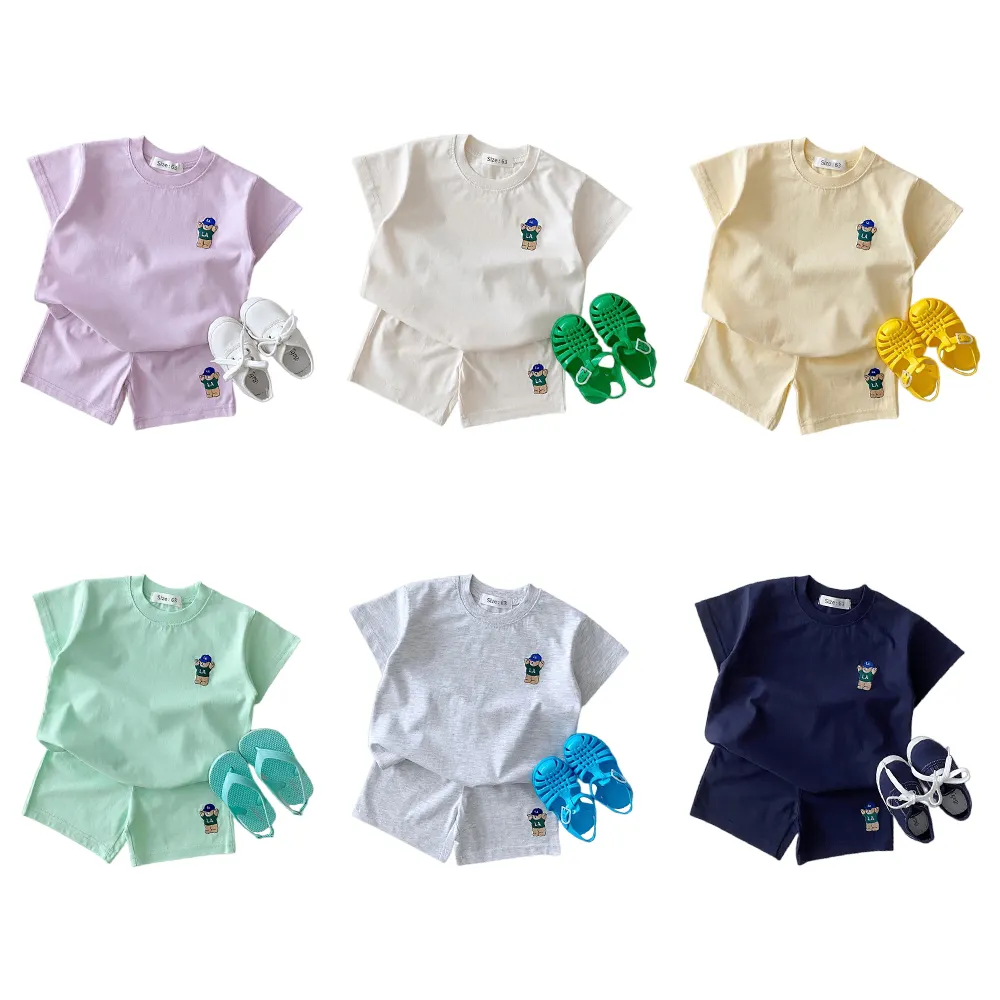 Soft Cotton Baby Clothes Set Summer Casual Tops Shorts Unisex Toddlers Kids Clothing Outfits