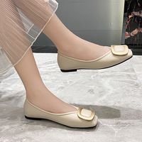Nouvelles Chaussures Plates Élégantes pour Femmes en Cuir PU, Style Mocassins Décontractés à Bout Carré, Respirantes et à Semelle Souple, Idéales pour l'Été, l'Automne et le Printemps