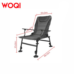 Chaise pliante de camping Woqi 50x80x37 cm, pieds réglables, chaise de pêche portable pour extérieur avec porte-canne et sac isotherme de rangement - Product Image 1