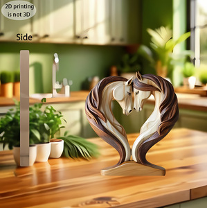 Nuevo Modelo Transfronterizo: Caballo Blanco Abrazando una Cabeza de Caballo en Forma de Corazón, Adorno de Resina Pintado para Escritorio, Decoración de Boda - Product Image 2