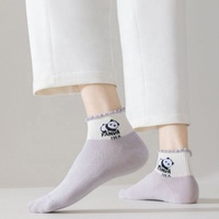 Printemps été nouvelles chaussettes courtes Panda de dessin animé mignon pour les femmes chaussettes basses blanches confortables