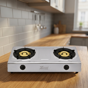 Table de cuisson à gaz 2 brûleurs en acier inoxydable, cuisinière à gaz double pour usage domestique, hôtelier et extérieur, brûleur en fer durable - Product Image 2