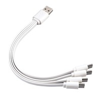 Répartiteur USB 20 cm, 4x câbles de charge USB C |   Chargez 4 appareils en même temps |   Design de nouilles plates | 2A Noir/Blanc OEM accepté