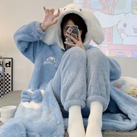 Peignoir d'animal de dessin animé pour femmes et hommes, peignoir d'hiver en polaire corail, robe longue en peluche, vêtements de nuit pour étudiants, vêtements de détente pour couples