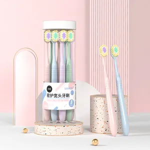 La migliore alta qualità di colore personalizzato Ultra larga testa Super morbida setola 8 pz spazzolino da denti per uso domestico In scatola per animali domestici