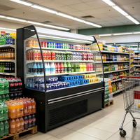 Vitrine réfrigérée de qualité alimentaire à dégivrage automatique, multi-niveaux, ouverte, pour la présentation d'aliments frais