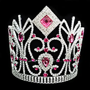 Luxury Crystal Queen Tiaras and Crowns Beauty Full Round Circle Princess Pink Tiaras