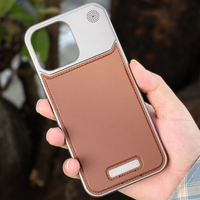 Étui de téléphone portable en cuir de luxe couverture de téléphone portable en métal sans cadre pour iPhone 16 15 14 Plus Pro Max