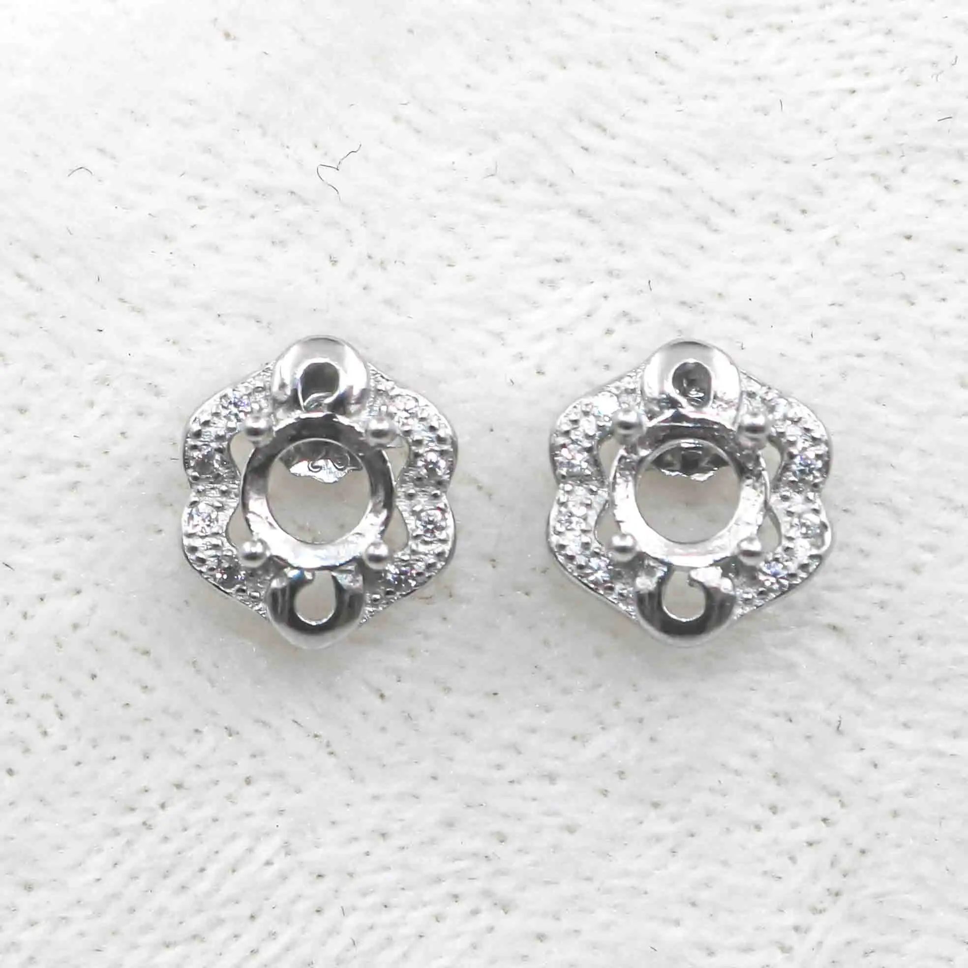 Sterling silver 5*5mm Semi mount stud earrings Empty support blank claws Setting S925 mountain base without stone Inlay for DIY