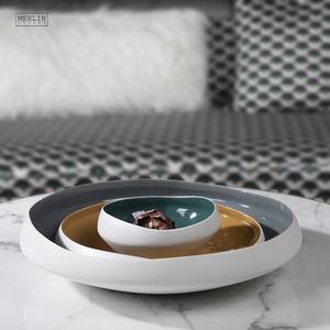 Merlin Living lussuosa ciotola di frutta in ceramica e piatto rotondo oggetti decorativi Morandi con smalto esterno liscio opaco per l'arredamento della casa - Product Image 2