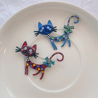 Broche pour femme de style coréen, motif chaton de dessin animé, effet peinture à l'huile, style niche haut de gamme, vente en gros, haute qualité