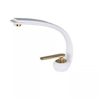Robinet de lavabo monocommande en céramique blanc haut de gamme, design créatif et minimaliste, pour eau froide et chaude
