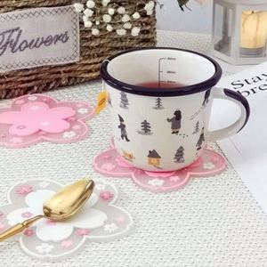 Posavasos Kawaii de estilo japonés Sakura, posavasos para taza de café, tapete de mesa aislante Sakura, taza para té y leche, decoración del hogar, artículos para beber, 1 ud. - Product Image 6