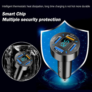 66W Siêu Nhanh Sạc Phổ Car Charger 2.4A <span class=keywords><strong>USB</strong></span> Sạc Nhanh 3.0 LED Vôn Kế Đèn Pd Điện Thoại Thuốc Lá Tai Nghe - Product Image 4