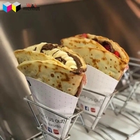Boîte en papier biodégradable pour crêpes, forme spéciale, logo personnalisé, tailles variées, en matériau alimentaire 100% jetable