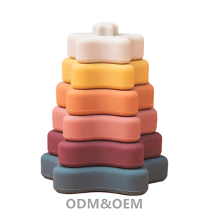 Juego de tazas apilables de silicona sin BPA para bebés, juguetes educativos apilables de estrellas coloridas para chispas de imaginación - Product Image 1