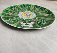 Assiette en porcelaine antique chinoise traditionnelle, peinte à la main, motif Bok Choy, 12 pouces, grande et durable, accessoires de décoration de table