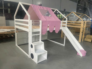 Lit superposé moderne pour maison double et lit superposé pour toute la maison, cadre en bois massif avec design de toit et espace de rangement - Product Image 6