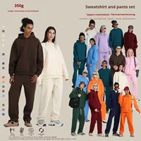 Sweat-shirt en coton thermique ample d'hiver américain 350G, lourd, surdimensionné, marque de mode, respirant, ensemble décontracté, hauts